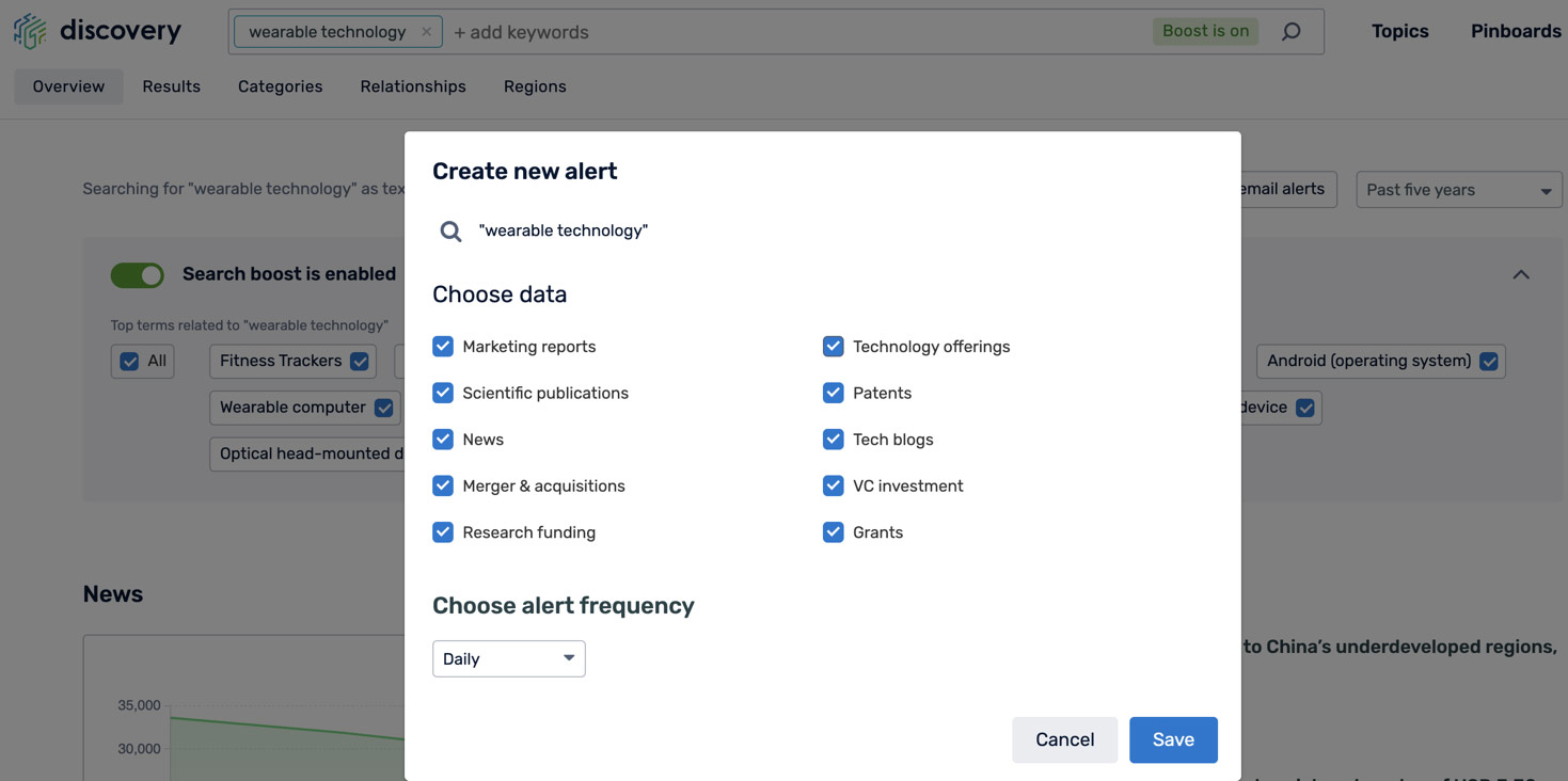 Pulling data together to stay on top of the market: setting email alerts on PatSnap’s R&D Intelligence tool, Discovery